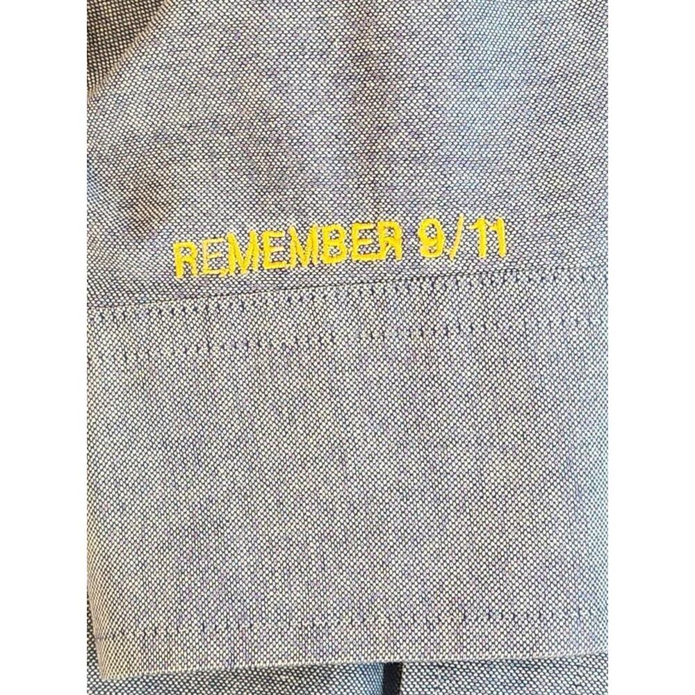Remember 9/11 VTG SHIRT Men Blue Oxford Button Up 16 32 F-4s Fighter Embroidered